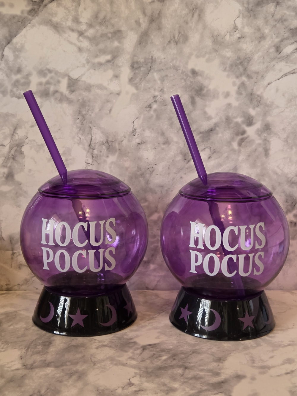 Hocus Pocus Purple Crystal Ball Tumbler with Straw Set of 2